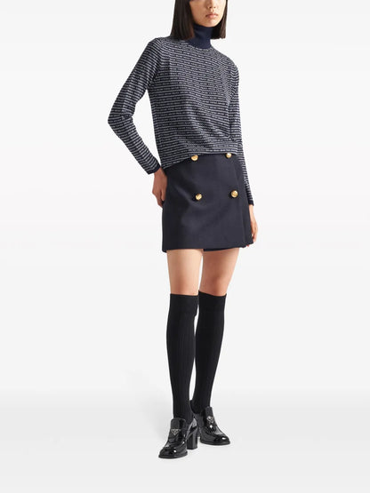 Wraparound Wool Miniskirt