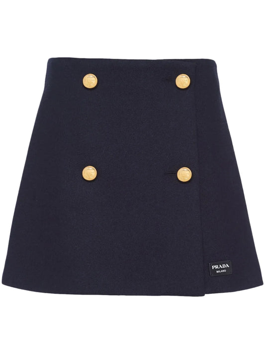 Wraparound Wool Miniskirt