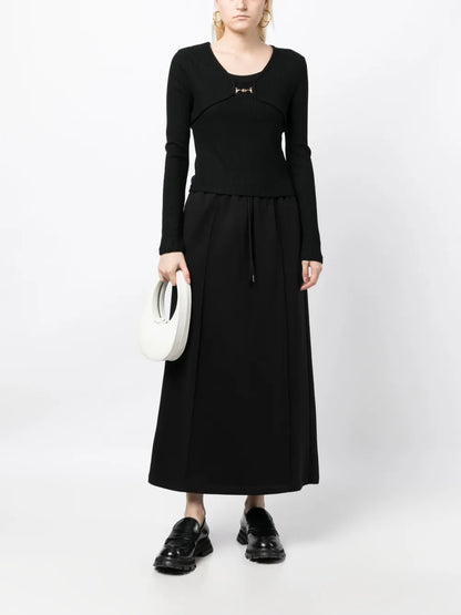 High-Waisted Track Skirt