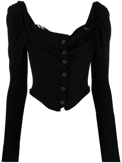 Bear Corset-Style Cropped Cardigan