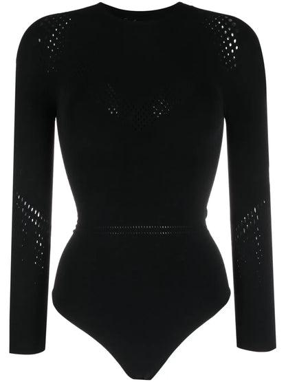 Perforated Slim-Cut Bodysuit