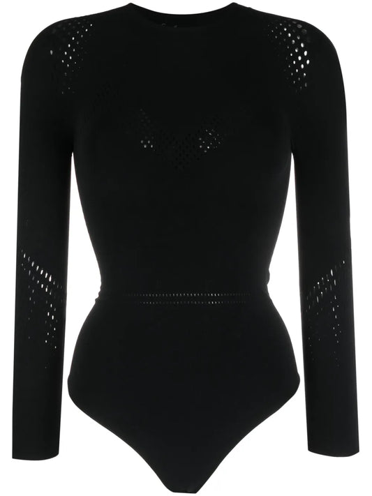 Perforated Slim-Cut Bodysuit