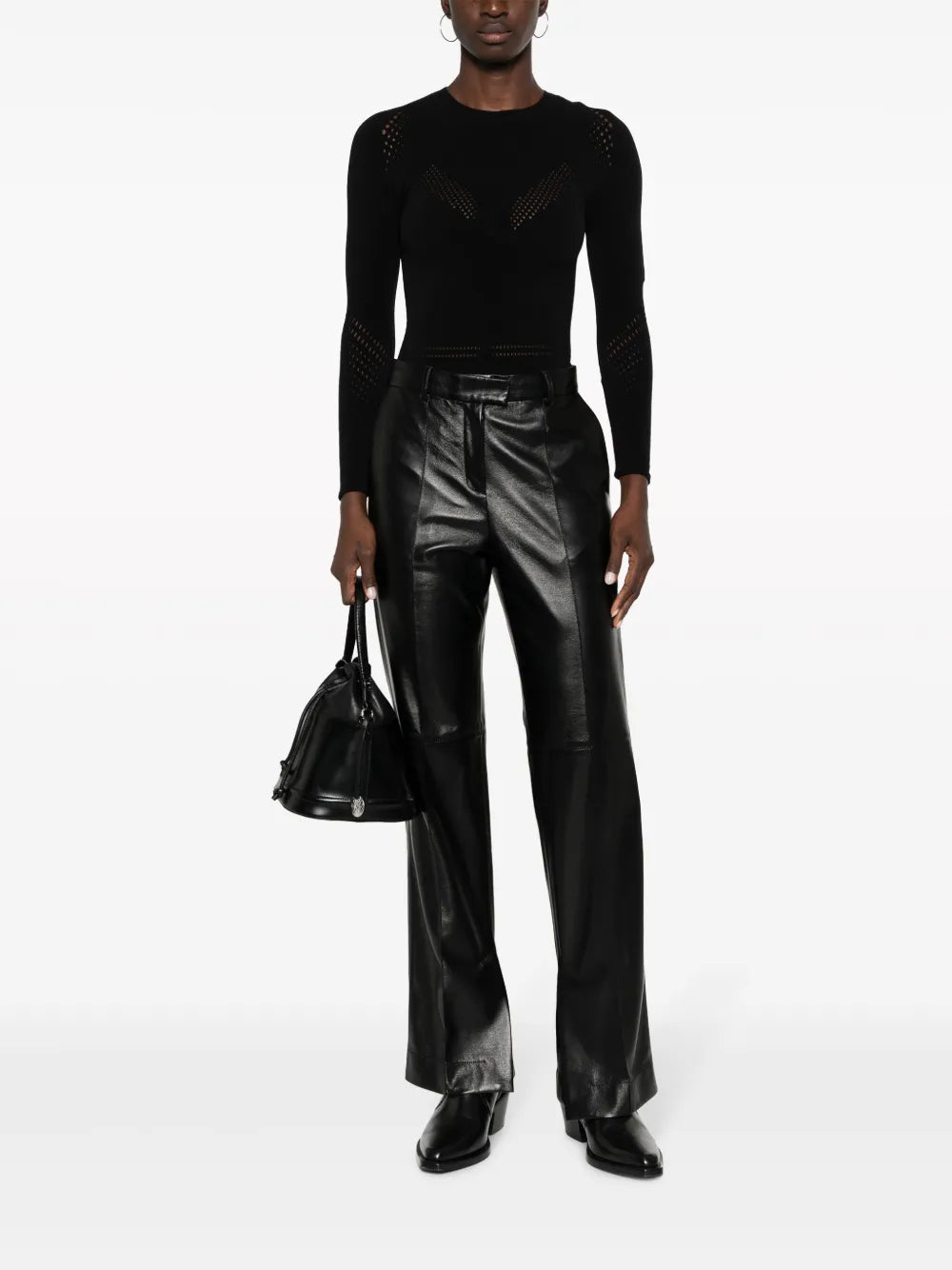 Perforated Slim-Cut Bodysuit