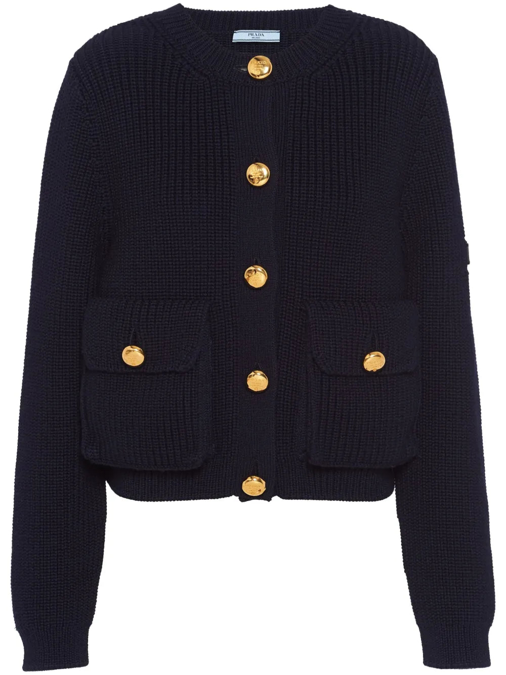 Ribbed-Knit Wool Cardigan