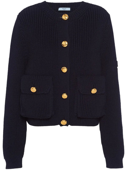 Ribbed-Knit Wool Cardigan