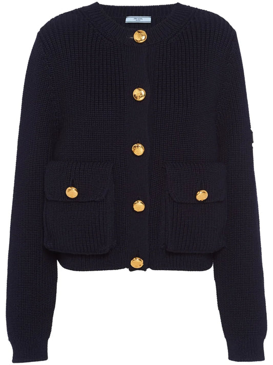 Ribbed-Knit Wool Cardigan