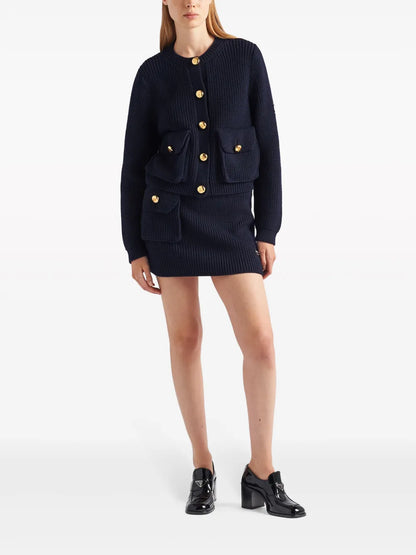 Ribbed-Knit Wool Cardigan
