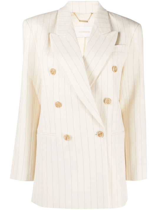 Luminosity Pinstriped Double-Breasted Blazer