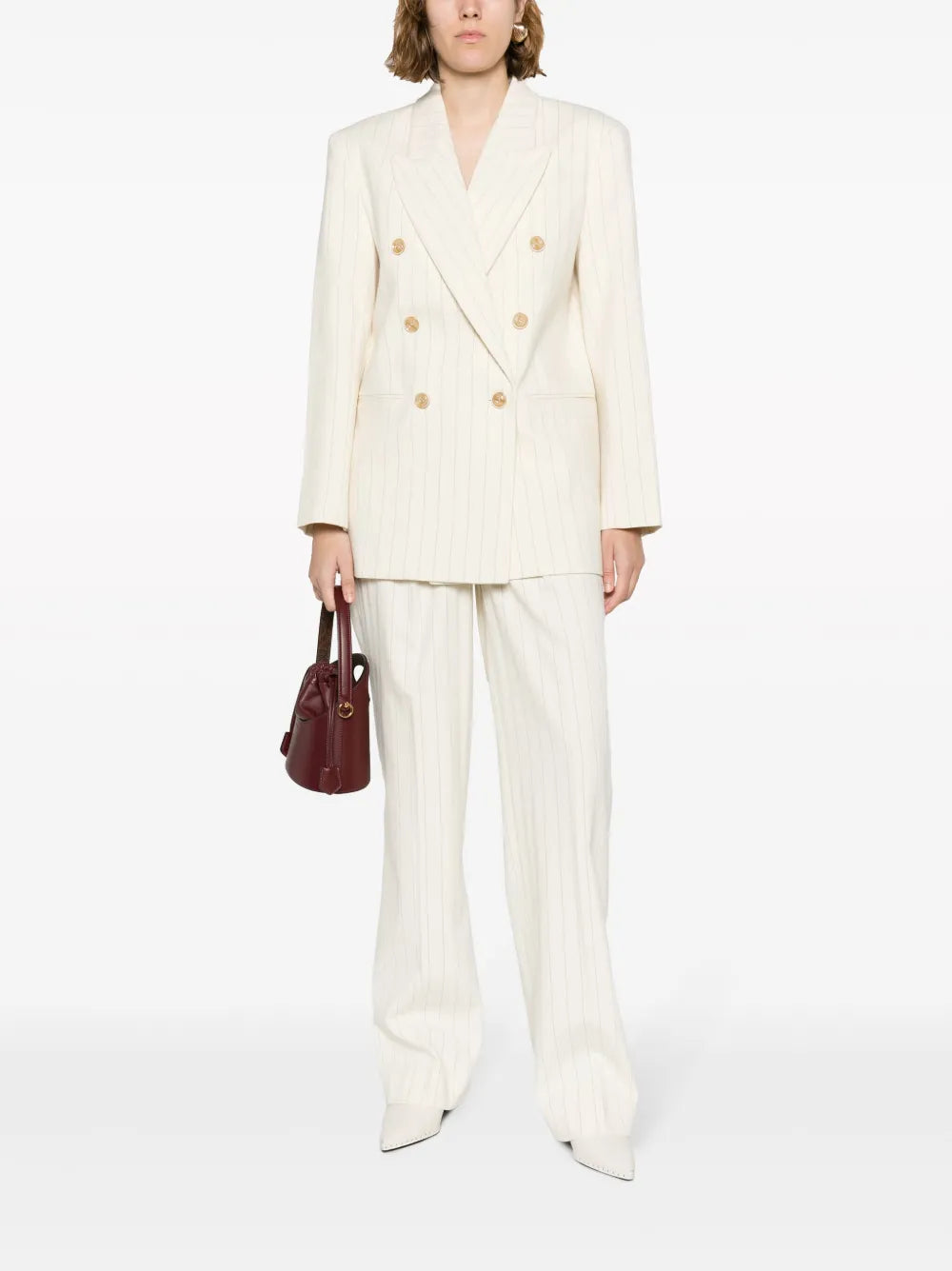 Luminosity Pinstriped Double-Breasted Blazer