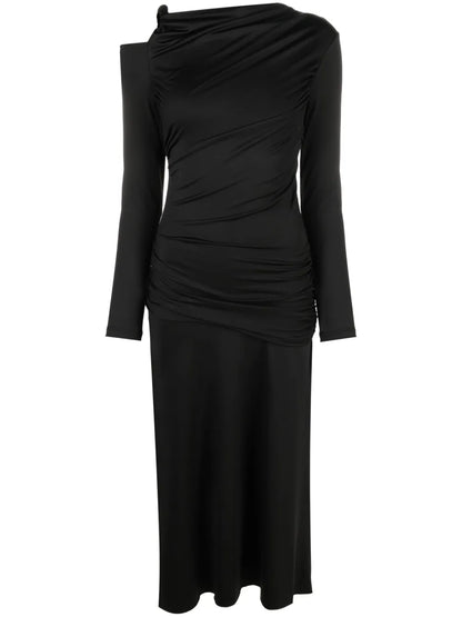 Ruched-Detail Midi Dress