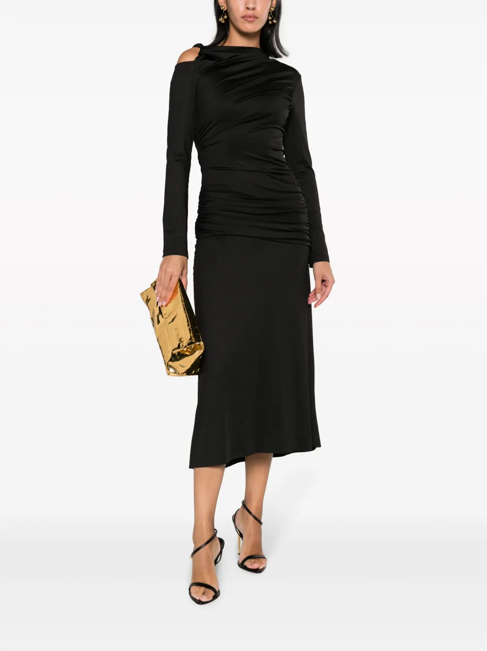 Ruched-Detail Midi Dress
