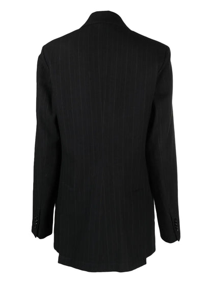 Pinstripe-Pattern Double-Breasted Blazer