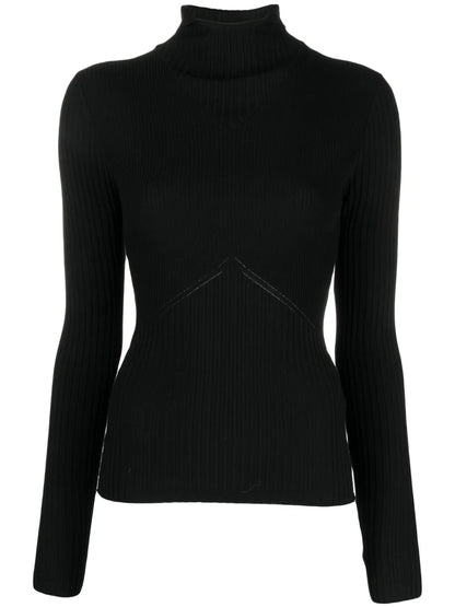 Balaclava-Hood Ribbed Jumper
