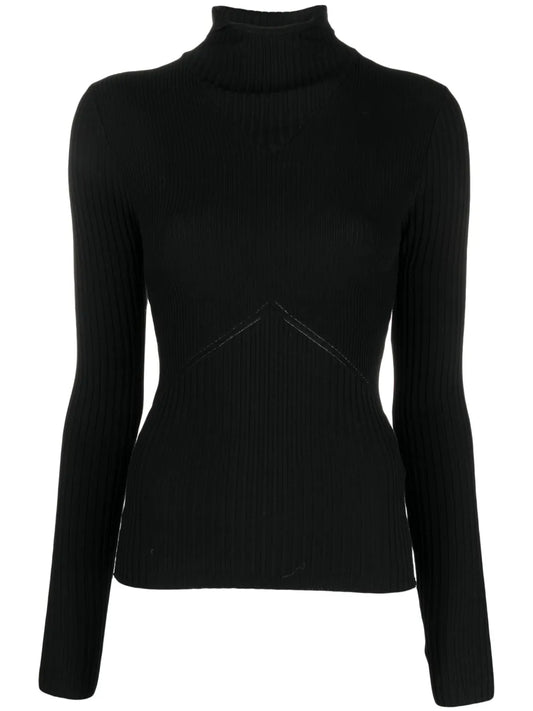Balaclava-Hood Ribbed Jumper
