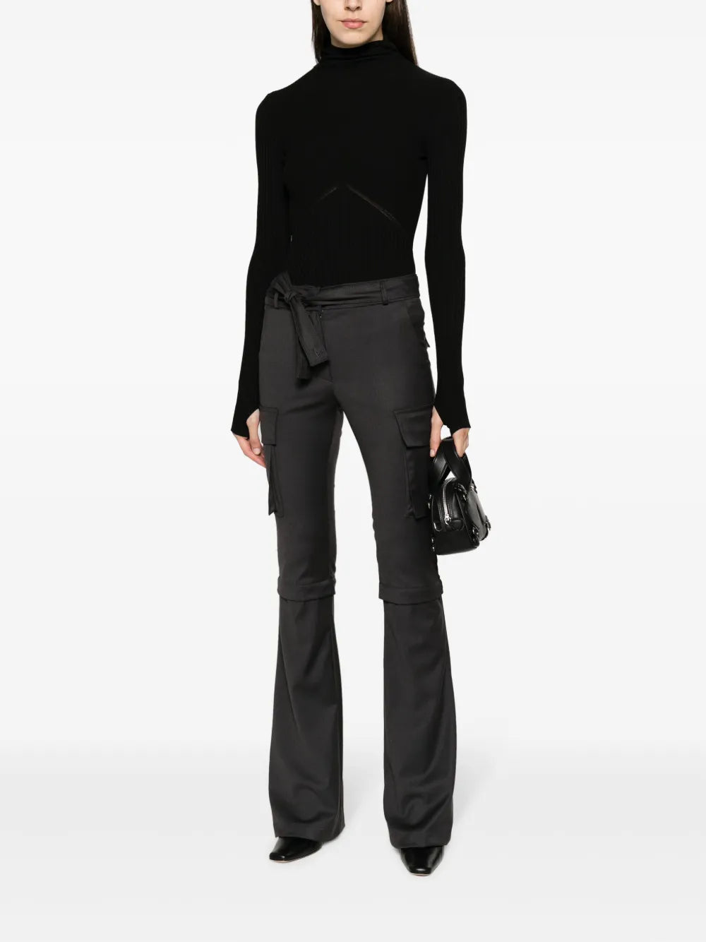 Balaclava-Hood Ribbed Jumper