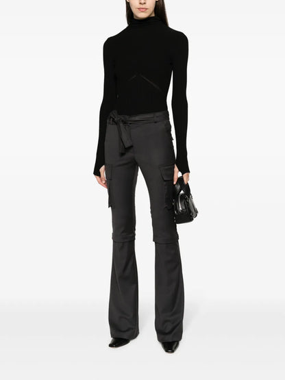 Balaclava-Hood Ribbed Jumper