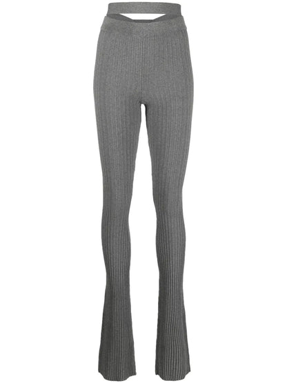 Ribbed-Knit Flared Trousers