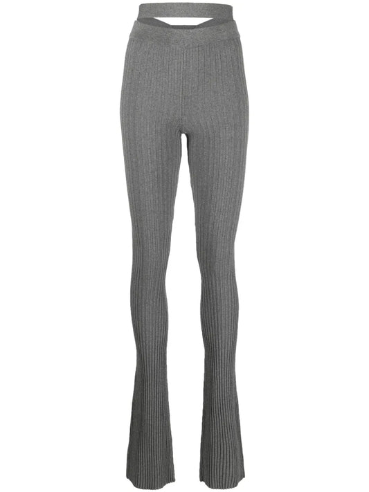 Ribbed-Knit Flared Trousers