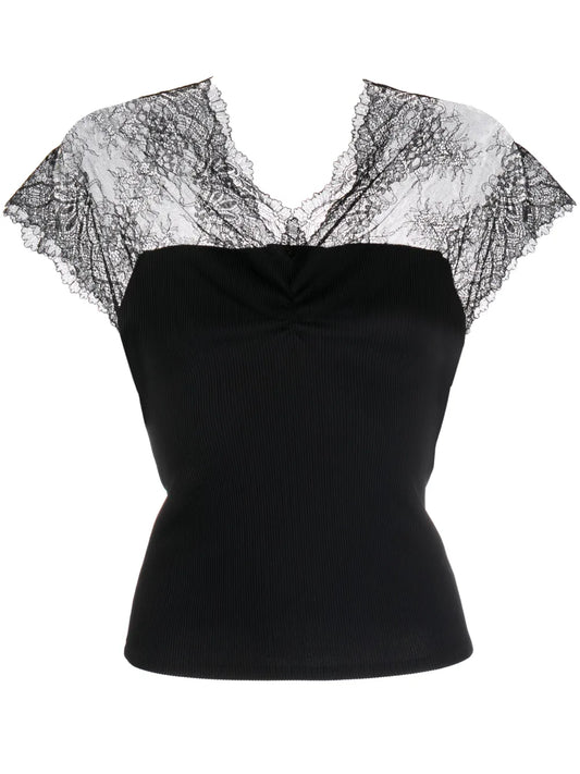Lace-Trim Jersey Top