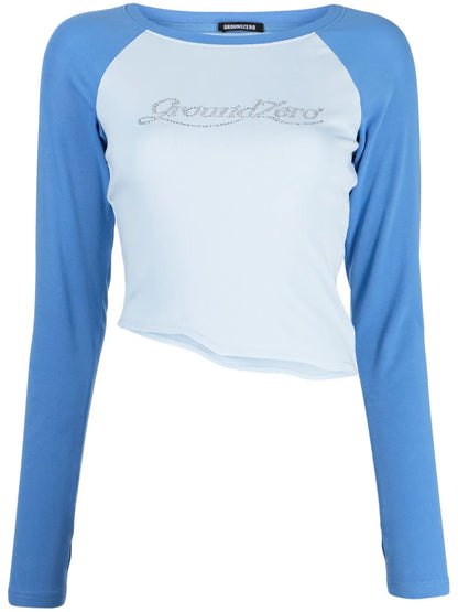 Crystal-Embellished Asymmetric T-Shirt