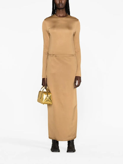 Drawstring-Waist Midi Dress