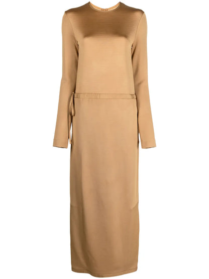 Drawstring-Waist Midi Dress