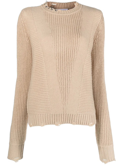 Piercing-Appliqué Crew-Neck Jumper