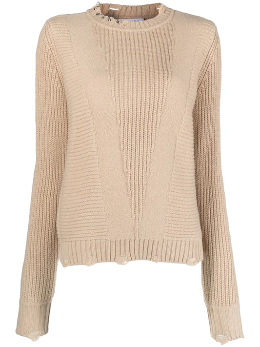 Piercing-Appliqué Crew-Neck Jumper