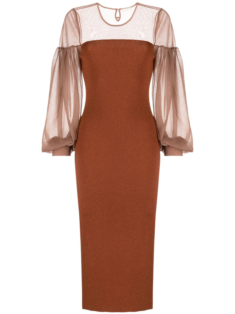 Milla Sheer-Panelling Ribbed Dress