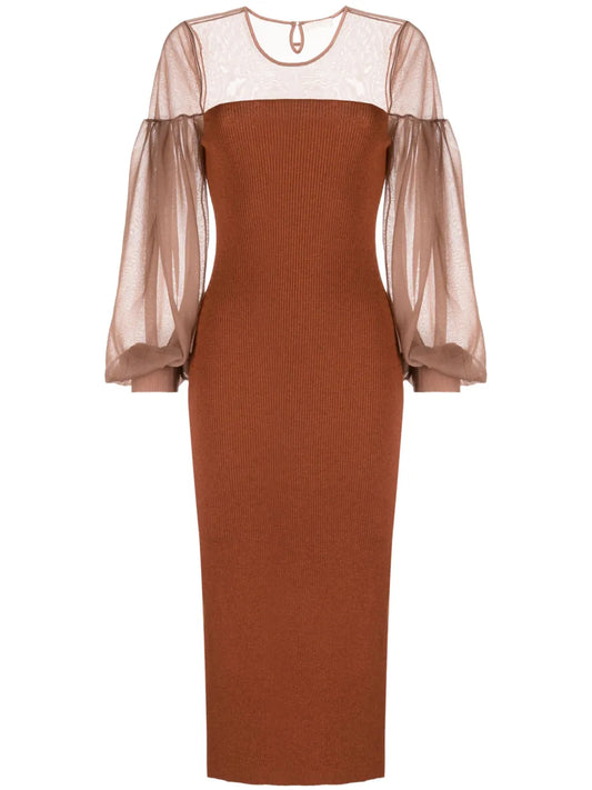 Milla Sheer-Panelling Ribbed Dress