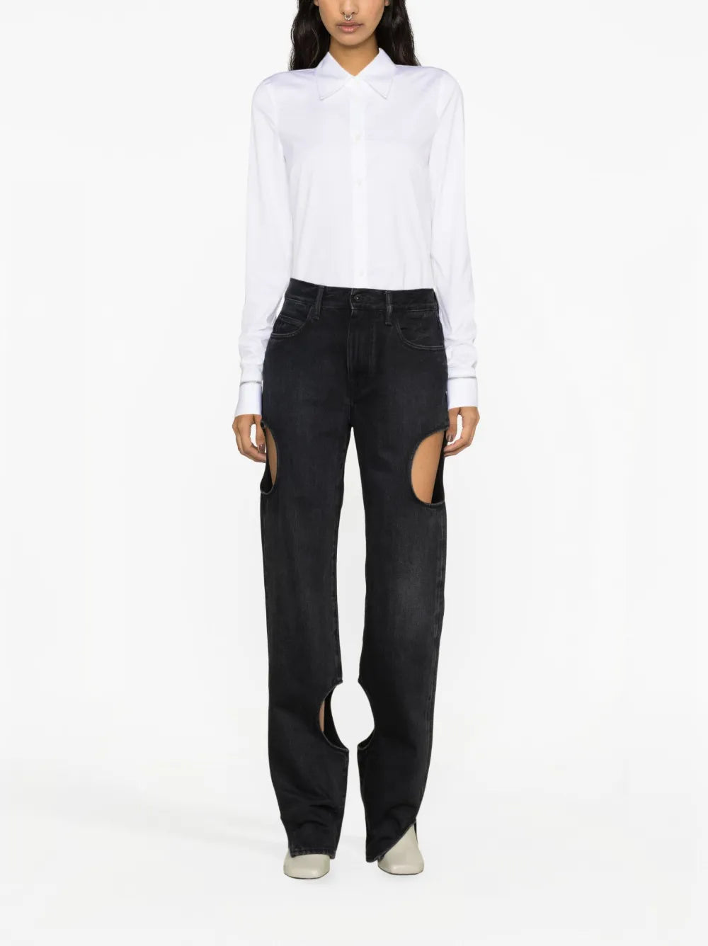 Cut-Out Straight-Leg Jeans