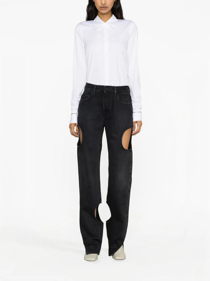 Cut-Out Straight-Leg Jeans