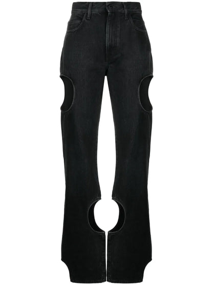 Cut-Out Straight-Leg Jeans