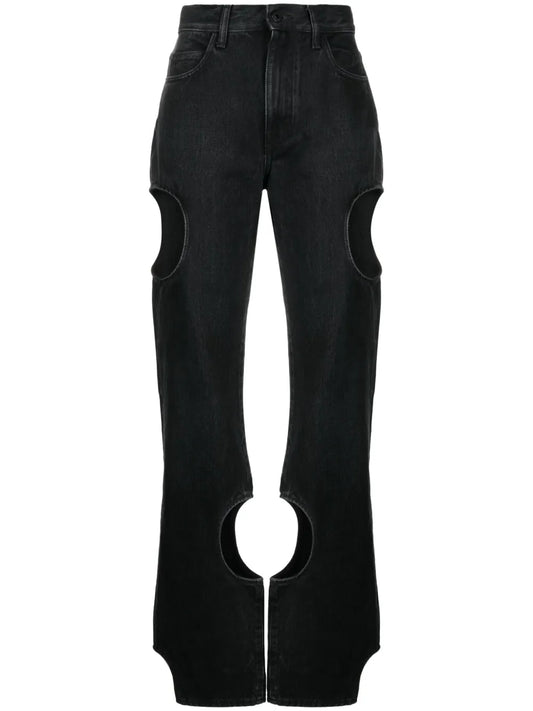 Cut-Out Straight-Leg Jeans