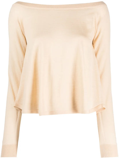 Bardot-Neckline Virgin Wool Jumper