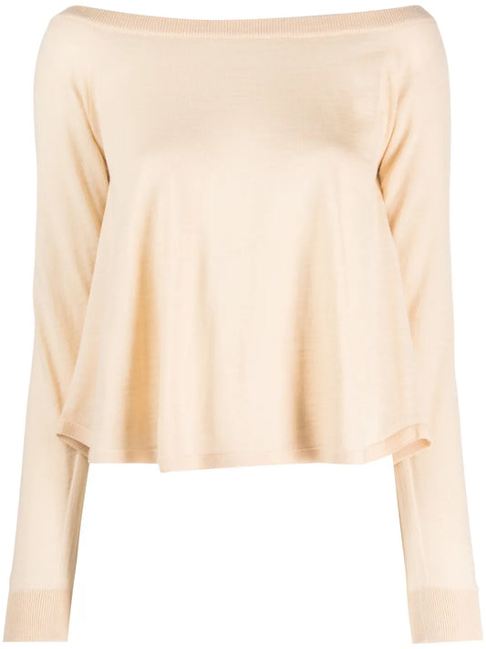 Bardot-Neckline Virgin Wool Jumper