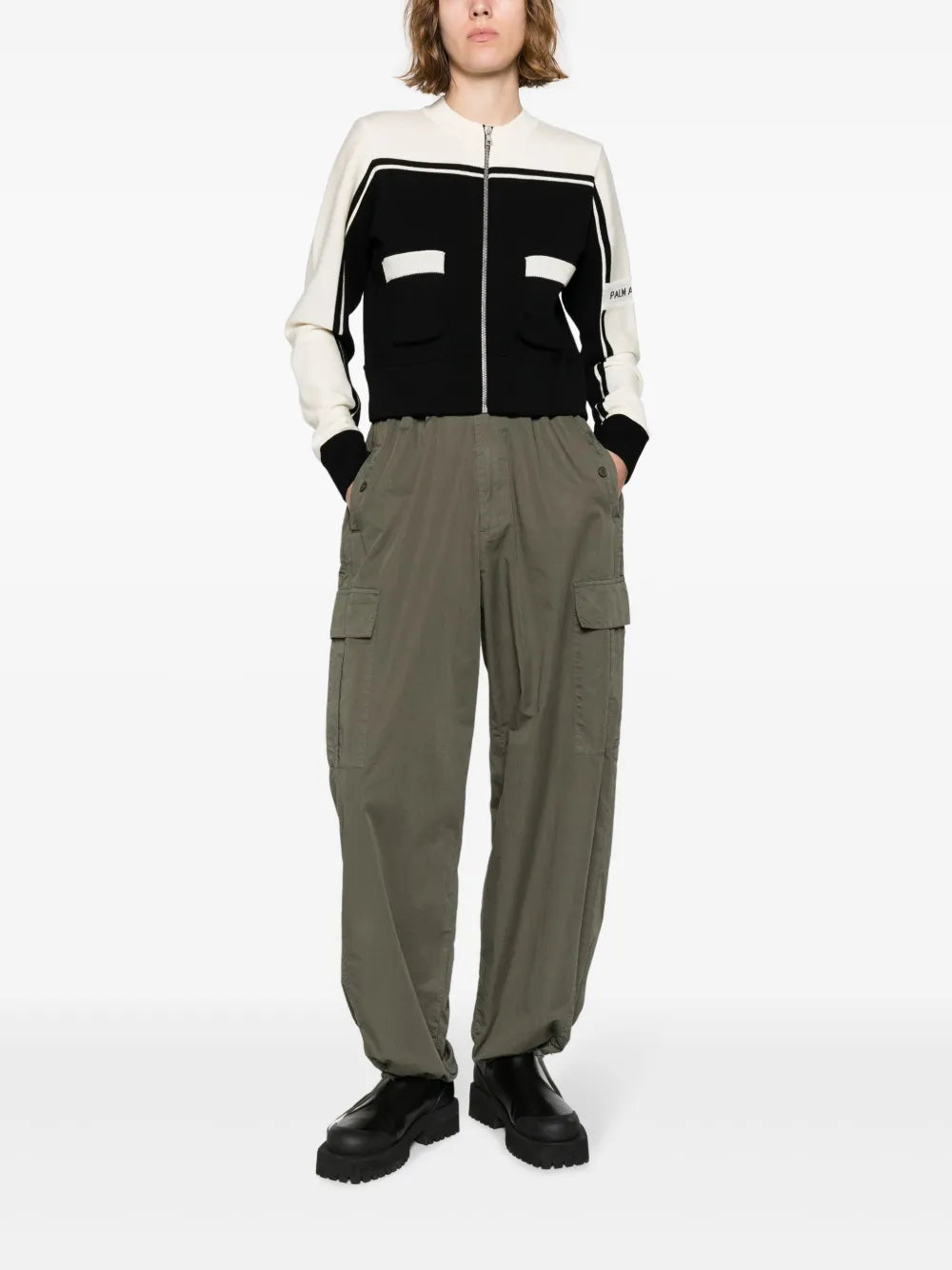 Logo-Intarsia Wool Zip Cardigan