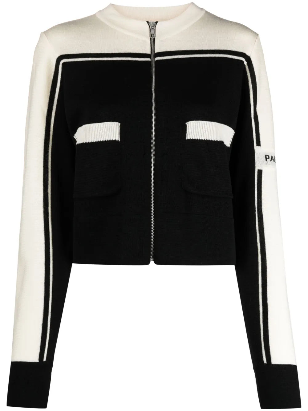 Logo-Intarsia Wool Zip Cardigan