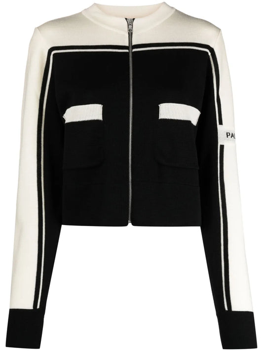 Logo-Intarsia Wool Zip Cardigan