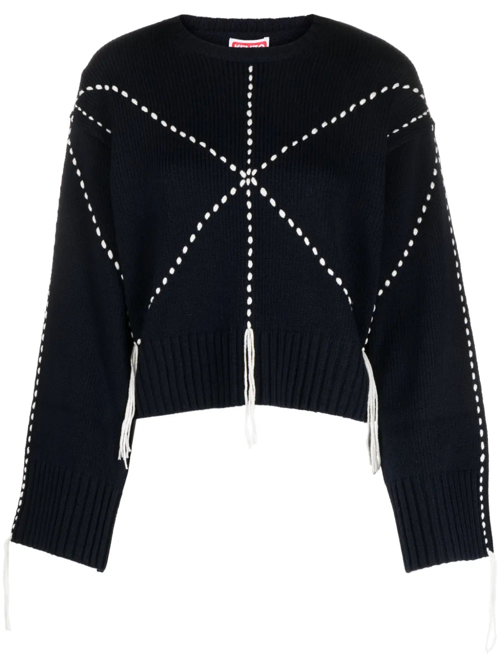 Sashiko-Stitch Wool Blend Jumper