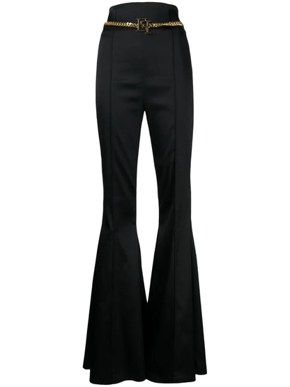 Chain-Belt Flared Trousers