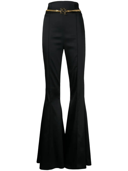 Chain-Belt Flared Trousers