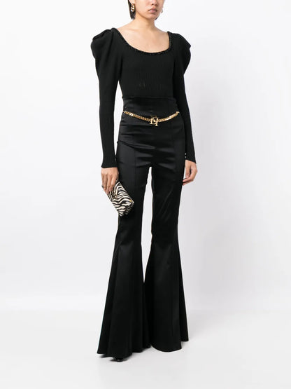 Chain-Belt Flared Trousers