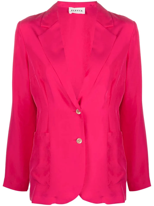 Single-Breasted Silk-Blend Blazer