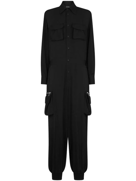 Wide-Leg Cargo Jumpsuit