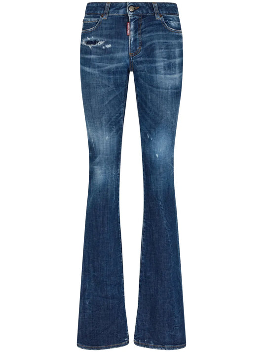 Logo-Patch Cotton-Blend Bootcut Jeans