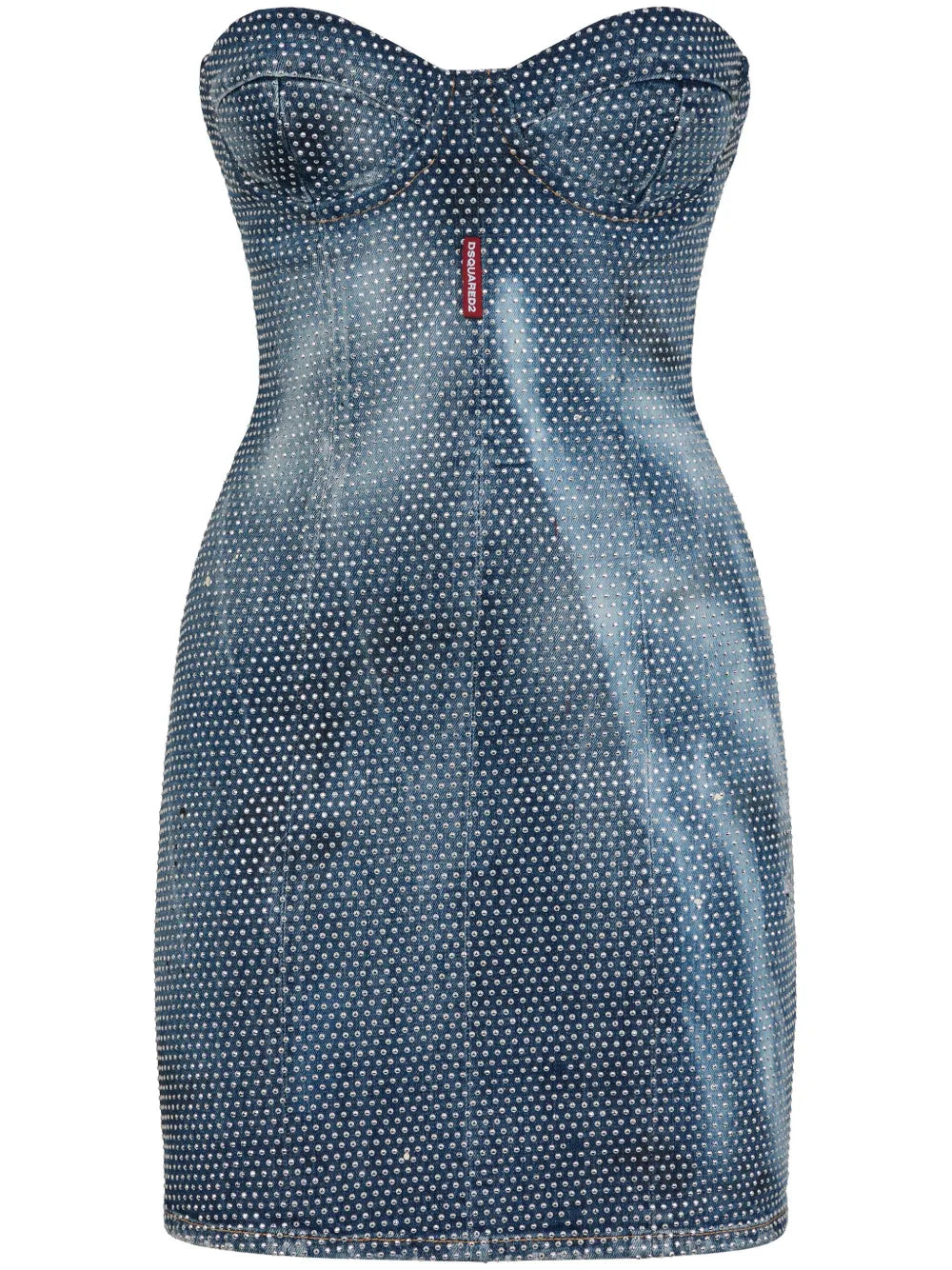 Studded Denim Bustier Minidress