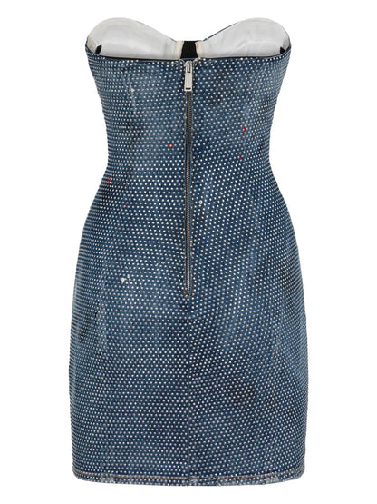 Studded Denim Bustier Minidress
