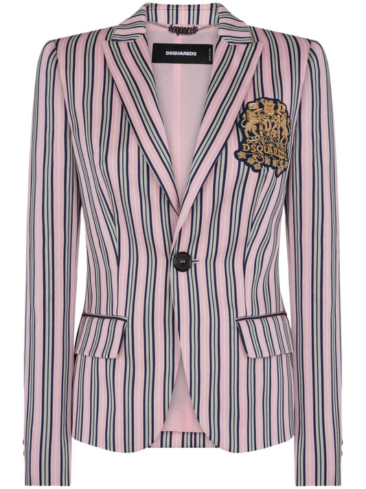 Logo-Patch Striped Blazer