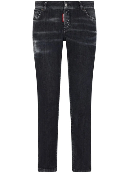 Distressed Slim-Cut Jeans